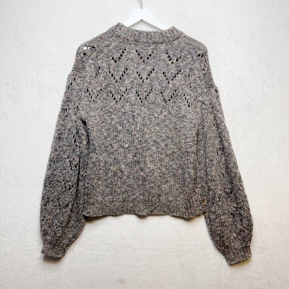 MADEWELL Pointelle Bubble Sleeve Wool Blend Oversized Pullover Sweater Gray Sz S - Picture 7 of 10